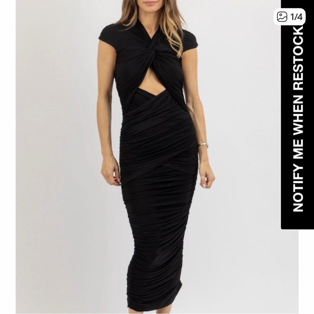 Torn by Ronny Kobo Black Midi Dress NWT!!